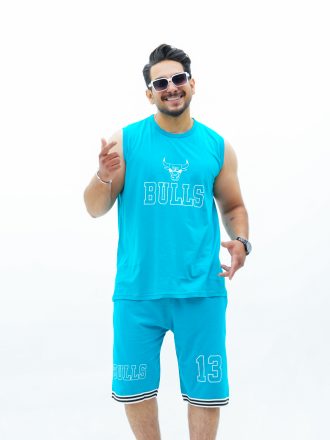 ست کاور و شلوارک مردانه پنبه BULLSکد100152 F202