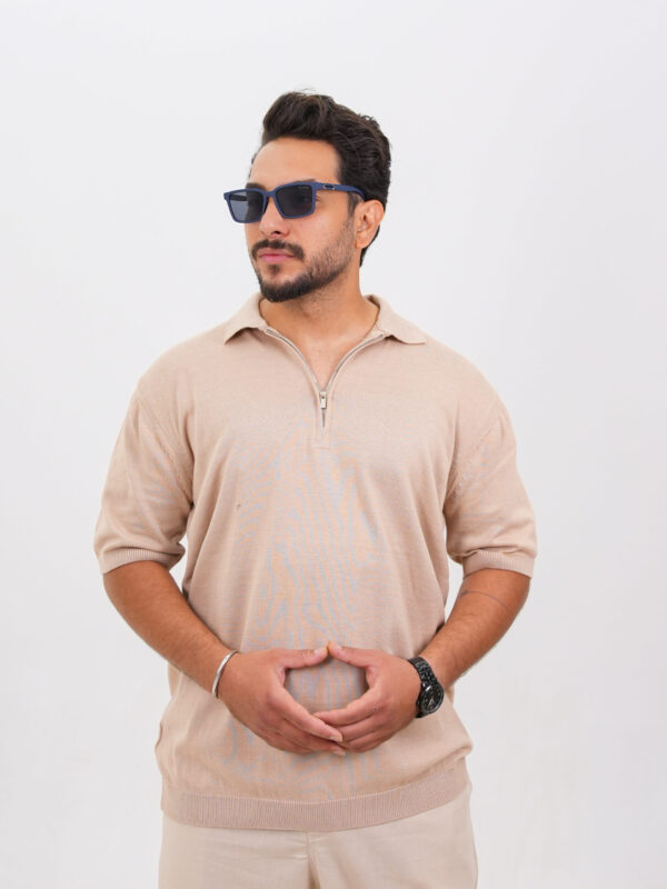 قیمت و خریدتیشرت مردانه نیم زیپ بافت کد30295