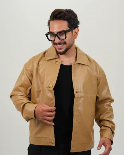 قیمت و خرید کاپش چرم مردانه پشت کتان رویال استارک کد 50078